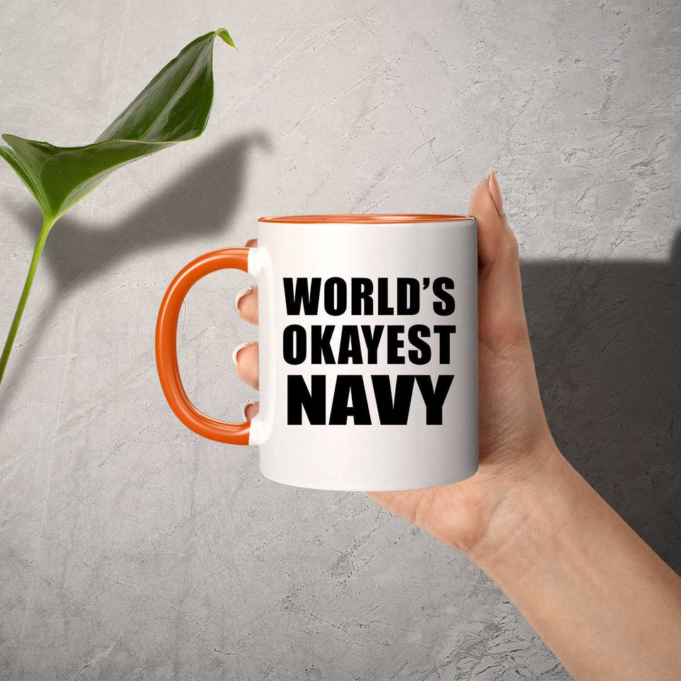 World's Okayest Navy - 11oz Accent Mug Orange