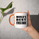 World's Best Fitness Coach - 11oz Accent Mug Orange