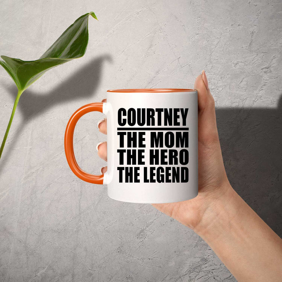 Courtney The Mom The Hero The Legend - 11oz Accent Mug Orange