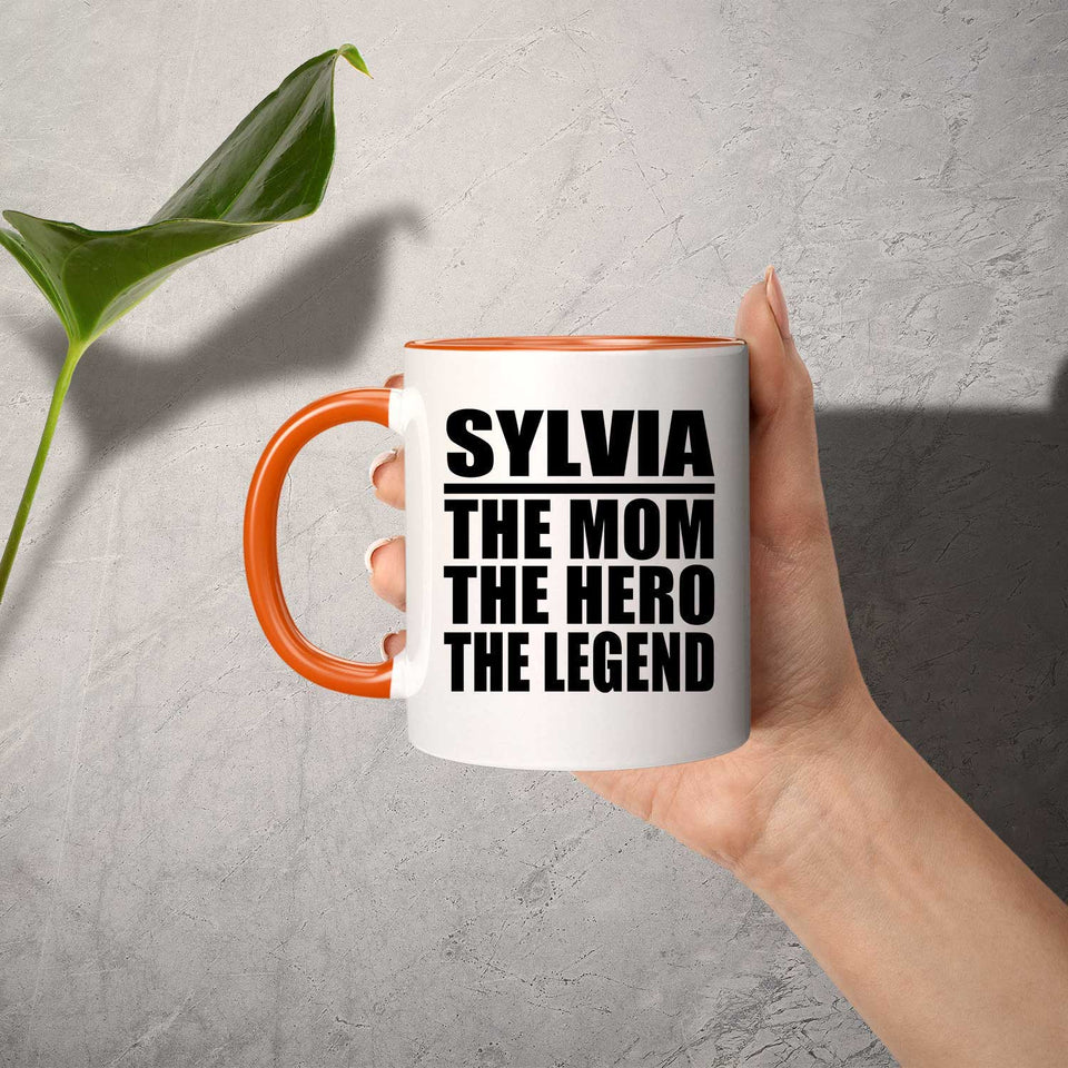 Sylvia The Mom The Hero The Legend - 11oz Accent Mug Orange