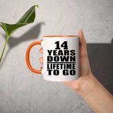 14th Anniversary 14 Years Down Lifetime To Go - 11oz Accent Mug Orange