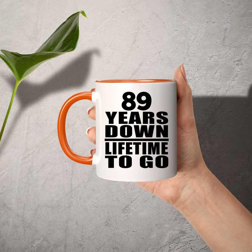 89th Anniversary 89 Years Down Lifetime To Go - 11oz Accent Mug Orange