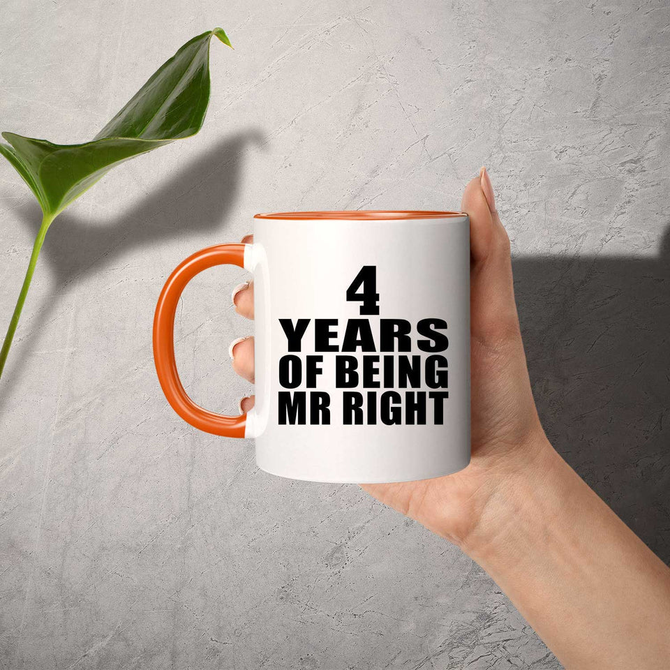 4th Anniversary 4 Years Of Being Mr Right - 11oz Accent Mug Orange