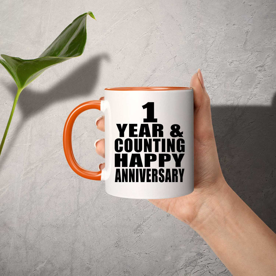 Happy 1st Anniversary 1 Year & Counting - 11oz Accent Mug Orange