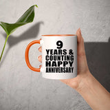 Happy 9th Anniversary 9 Years & Counting - 11oz Accent Mug Orange