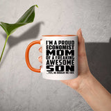 Proud Economist Mom Of Awesome Son - 11oz Accent Mug Orange