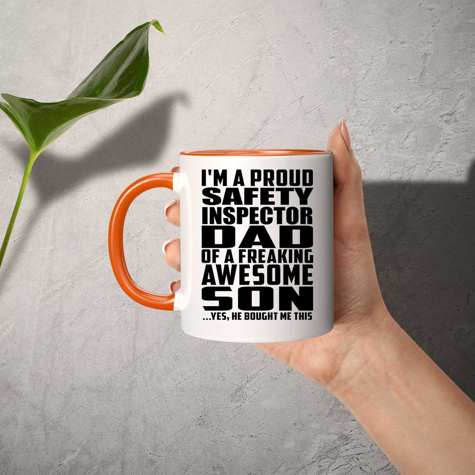 Proud Safety Inspector Dad Of Awesome Son - 11oz Accent Mug Orange