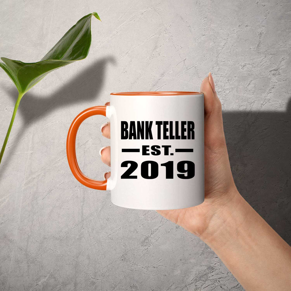 Bank Teller Established EST. 2019 - 11oz Accent Mug Orange