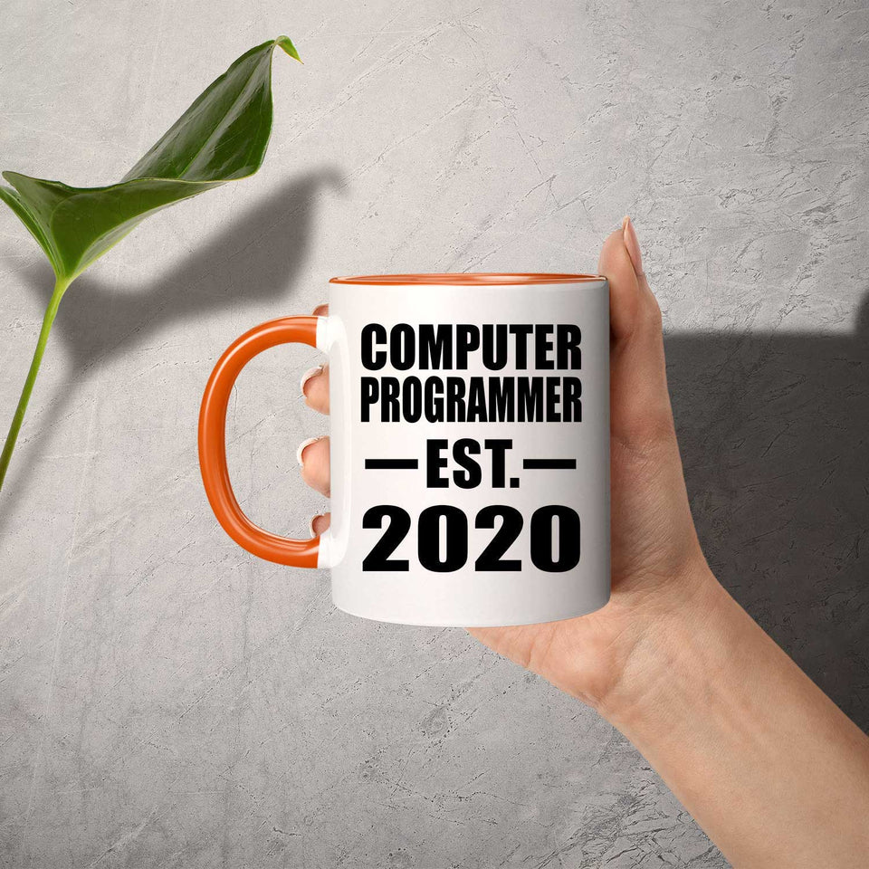 Computer Programmer Established EST. 2020 - 11oz Accent Mug Orange
