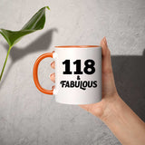 118th Birthday 118 & Fabulous - 11oz Accent Mug Orange