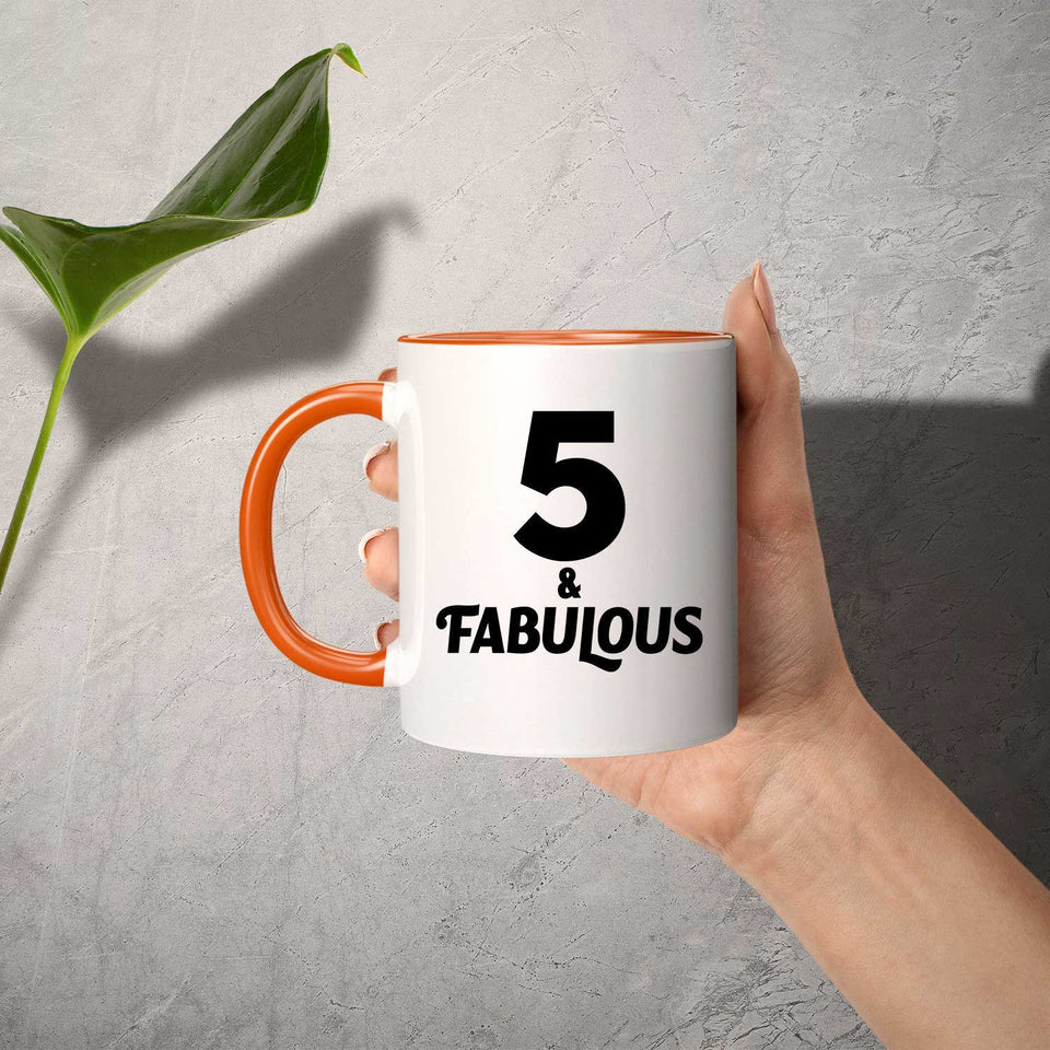 5th Birthday 5 & Fabulous - 11oz Accent Mug Orange