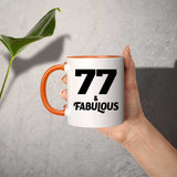 77th Birthday 77 & Fabulous - 11oz Accent Mug Orange