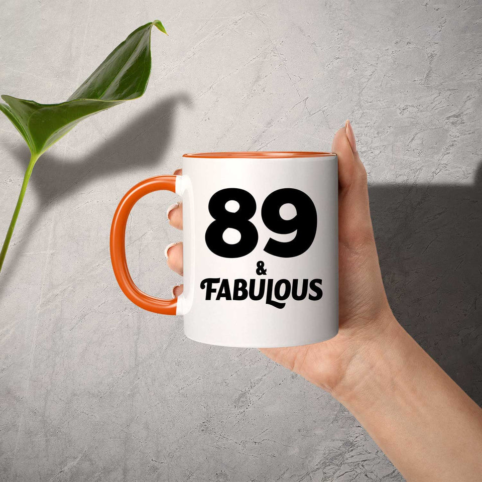 89th Birthday 89 & Fabulous - 11oz Accent Mug Orange