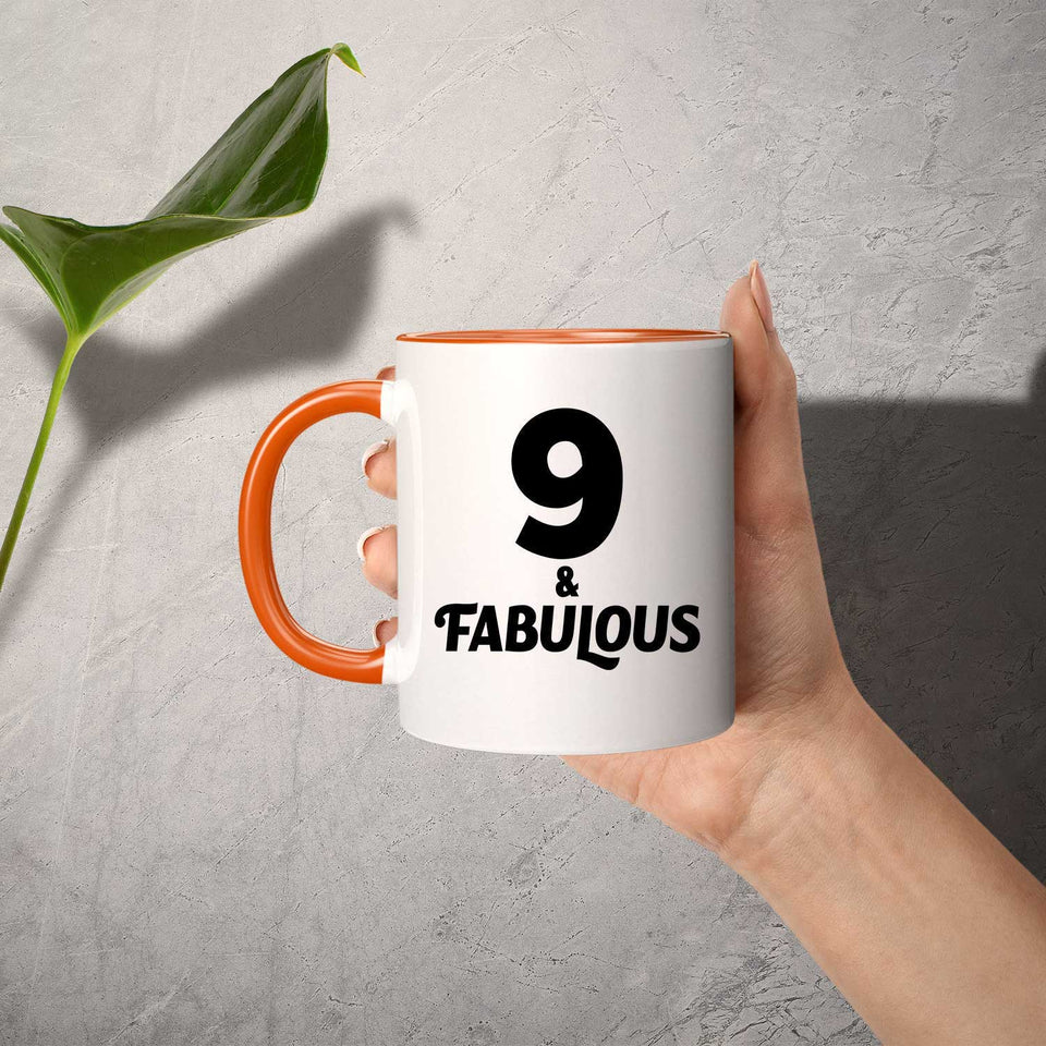 9th Birthday 9 & Fabulous - 11oz Accent Mug Orange
