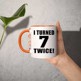 14th Birthday I Turned 7 Twice - 11oz Accent Mug Orange