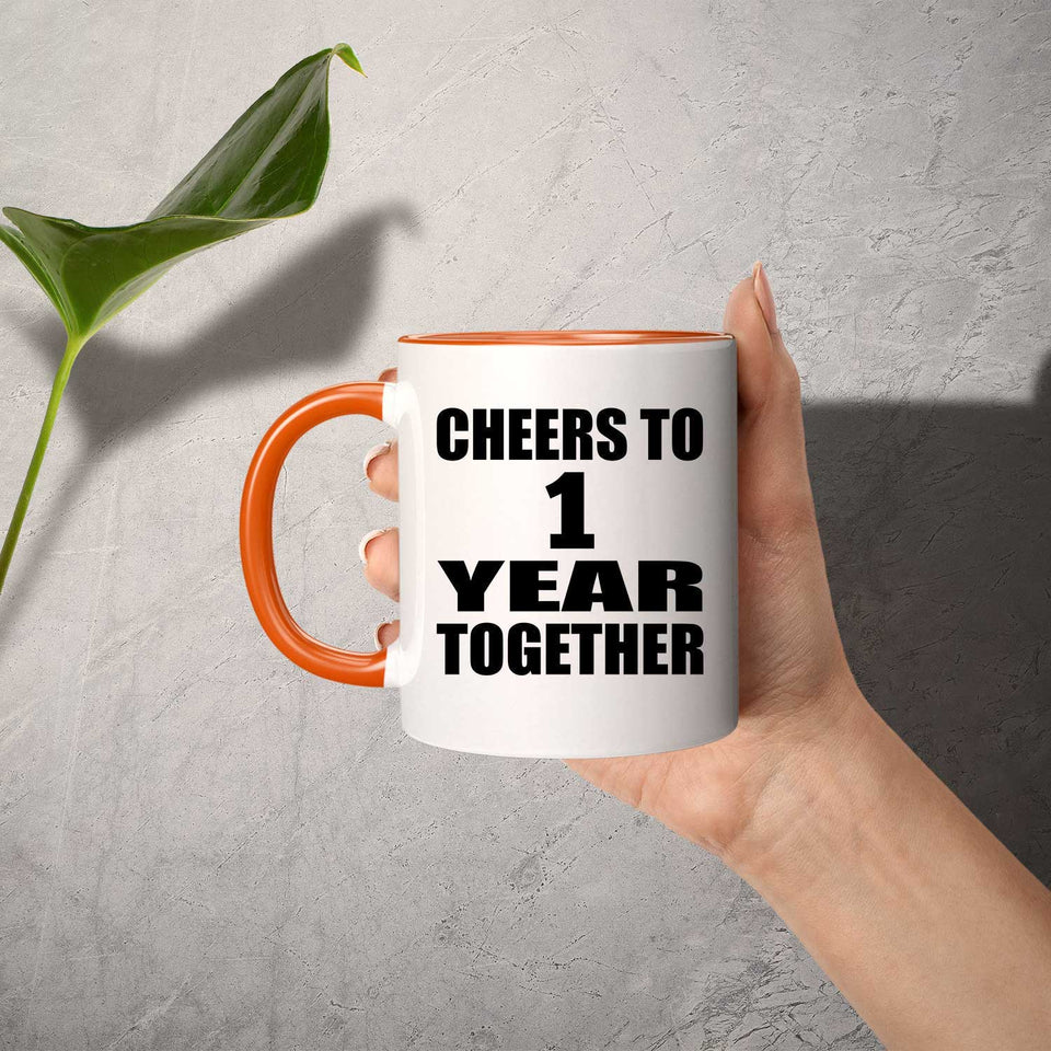 1st Anniversary Cheers To 1 Year Together - 11oz Accent Mug Orange