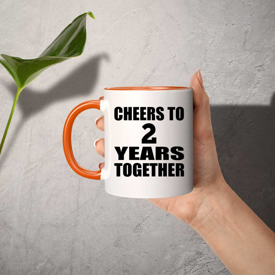 2nd Anniversary Cheers To 2 Years Together - 11oz Accent Mug Orange