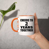 2nd Anniversary Cheers To 2 Years Together - 11oz Accent Mug Orange