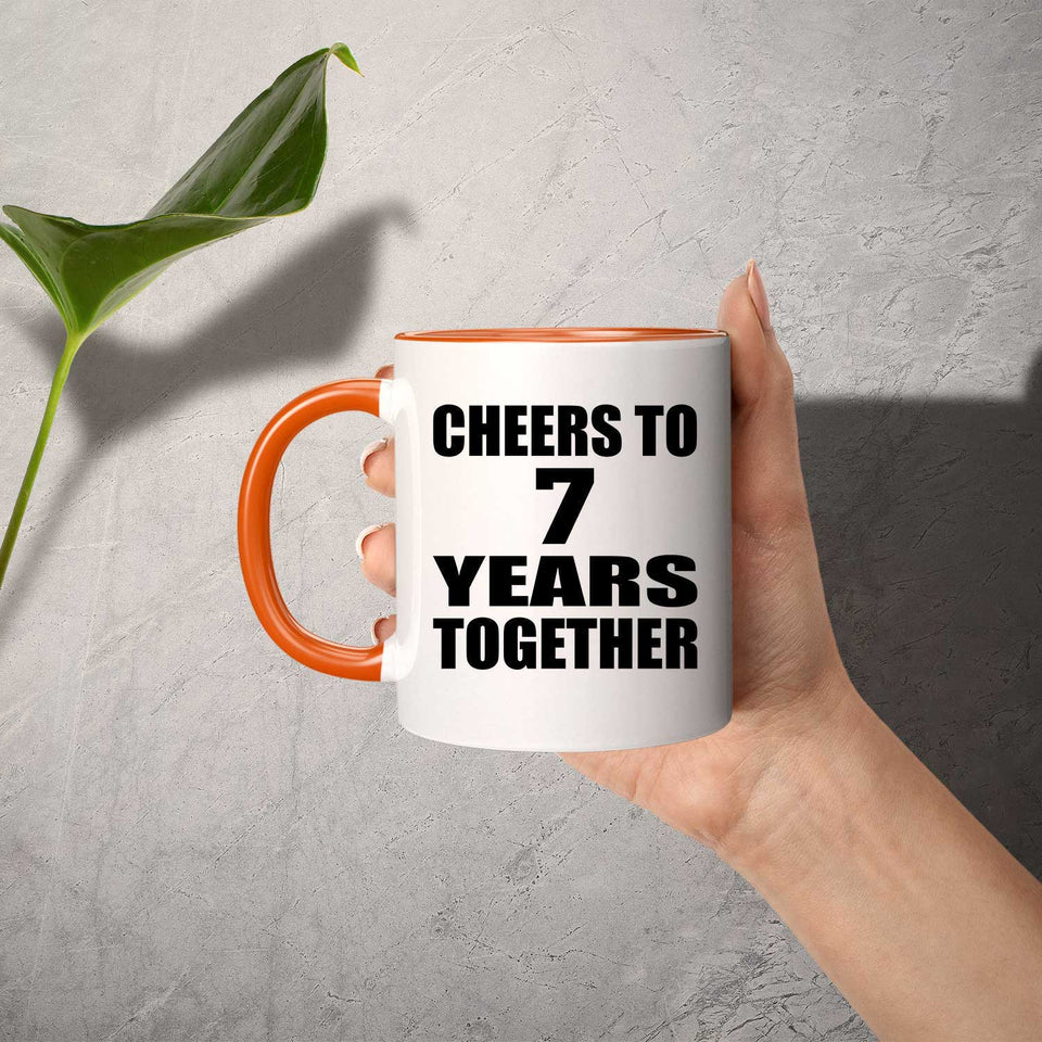 7th Anniversary Cheers To 7 Years Together - 11oz Accent Mug Orange