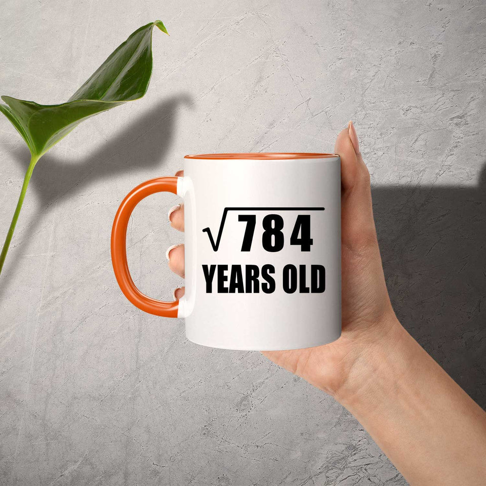 28th Birthday Square Root of 784 Years Old - 11oz Accent Mug Orange