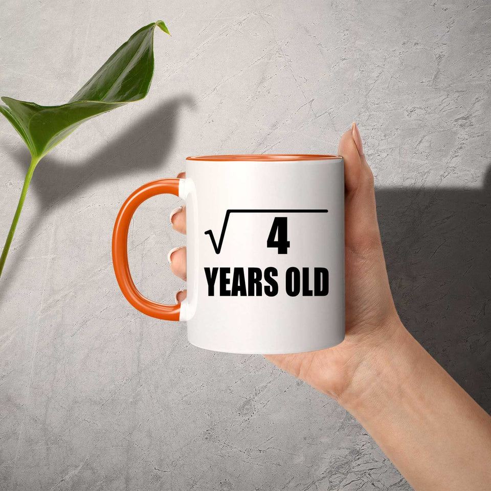 2nd Birthday Square Root of 4 Years Old - 11oz Accent Mug Orange