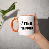 34th Birthday Square Root of 1156 Years Old - 11oz Accent Mug Orange