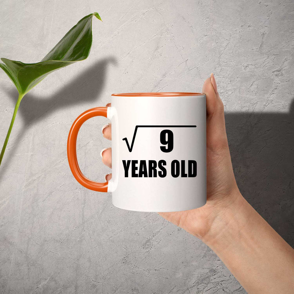 3rd Birthday Square Root of 9 Years Old - 11oz Accent Mug Orange