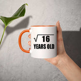 4th Birthday Square Root of 16 Years Old - 11oz Accent Mug Orange