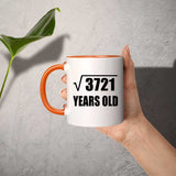 61st Birthday Square Root of 3721 Years Old - 11oz Accent Mug Orange