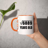 83rd Birthday Square Root of 6889 Years Old - 11oz Accent Mug Orange