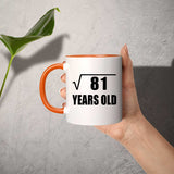 9th Birthday Square Root of 81 Years Old - 11oz Accent Mug Orange