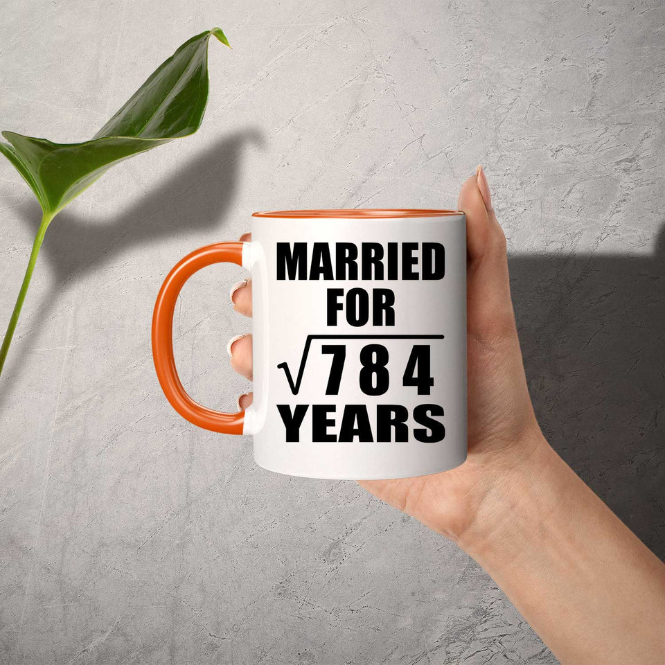28th Anniversary Married For Square Root of 784 Years - 11oz Accent Mug Orange