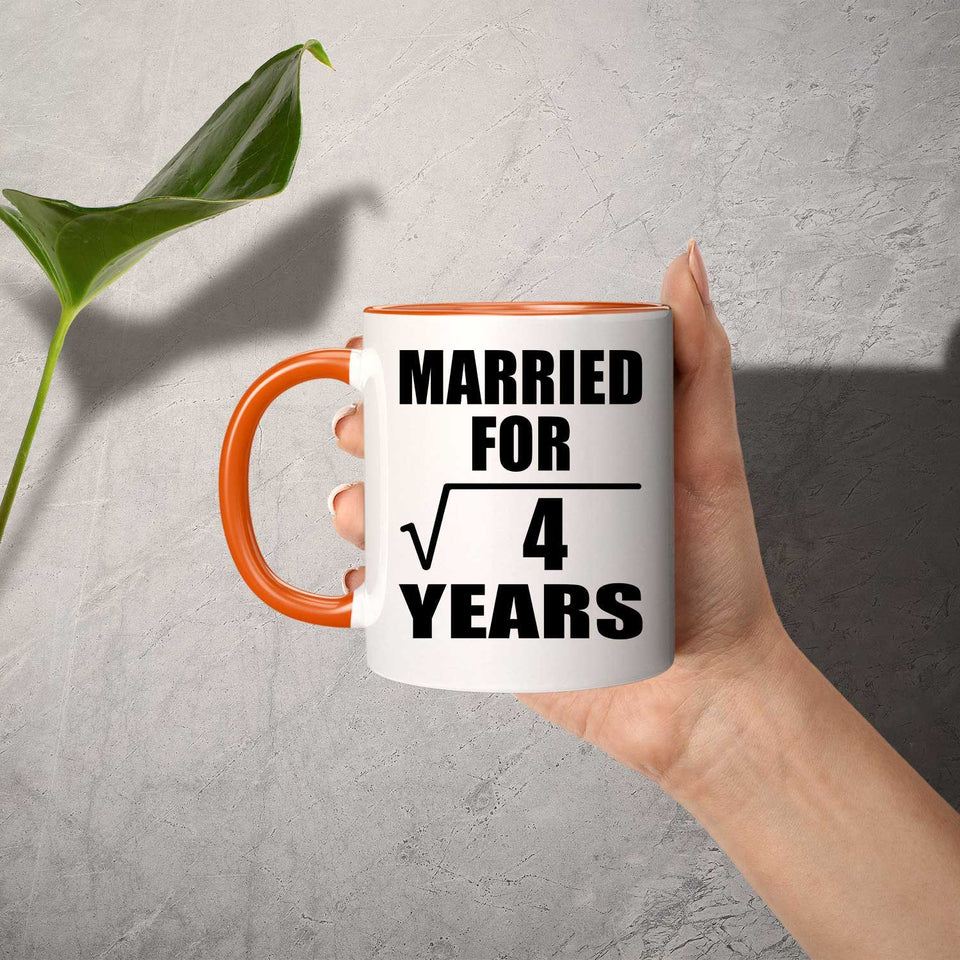 2nd Anniversary Married For Square Root of 4 Years - 11oz Accent Mug Orange