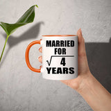 2nd Anniversary Married For Square Root of 4 Years - 11oz Accent Mug Orange