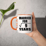3rd Anniversary Married For Square Root of 9 Years - 11oz Accent Mug Orange