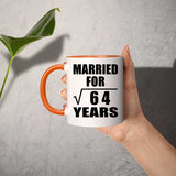 8th Anniversary Married For Square Root of 64 Years - 11oz Accent Mug Orange