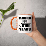90th Anniversary Married For Square Root of 8100 Years - 11oz Accent Mug Orange