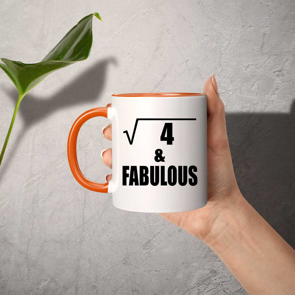 2nd Birthday Square Root of 4 & Fabulous - 11oz Accent Mug Orange