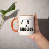 2nd Birthday Square Root of 4 & Fabulous - 11oz Accent Mug Orange