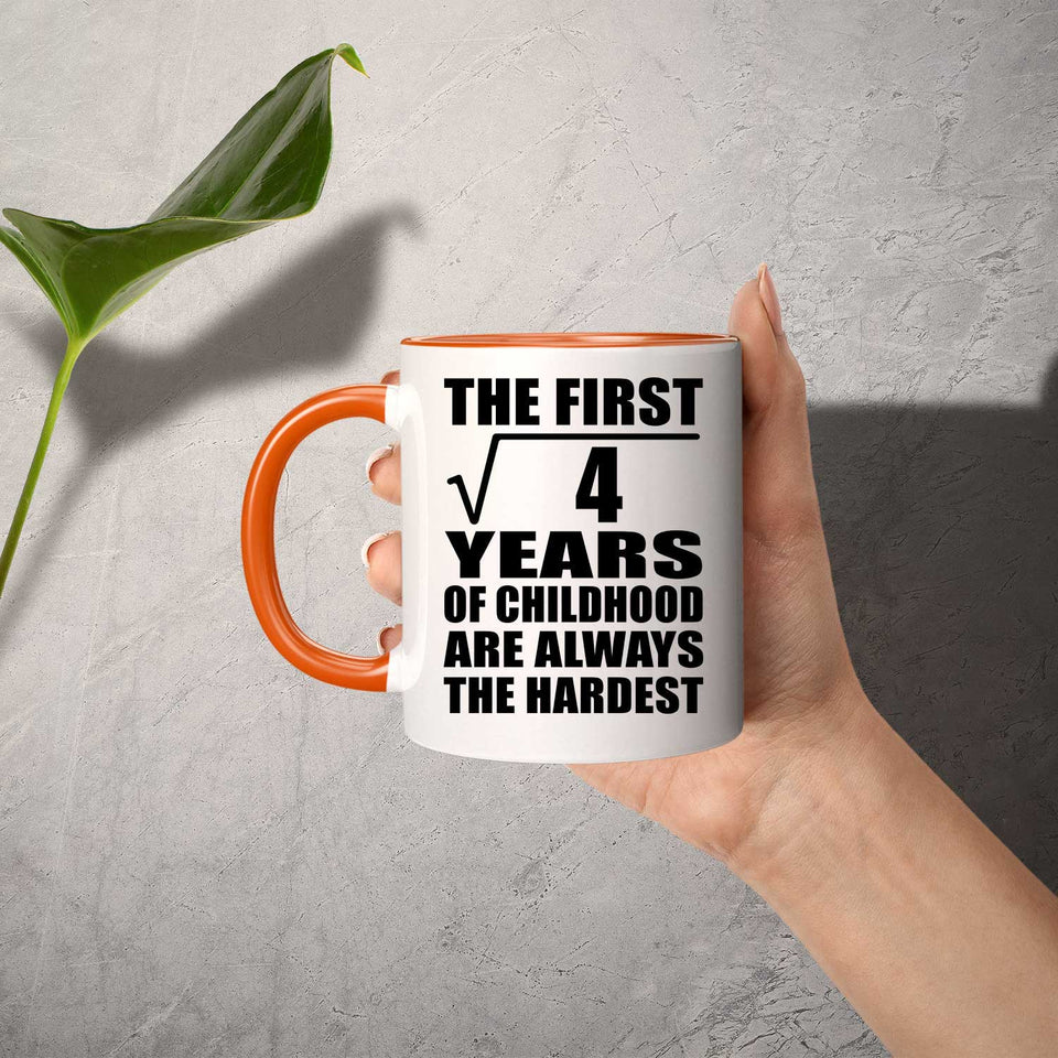 2nd Birthday Square Root of 4 Years of Childhood - 11oz Accent Mug Orange