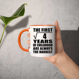 2nd Birthday Square Root of 4 Years of Childhood - 11oz Accent Mug Orange