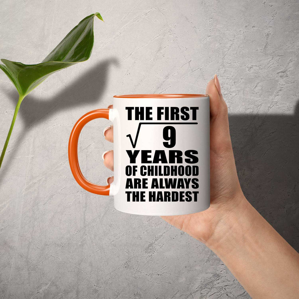 3rd Birthday Square Root of 9 Years of Childhood - 11oz Accent Mug Orange