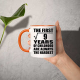 3rd Birthday Square Root of 9 Years of Childhood - 11oz Accent Mug Orange