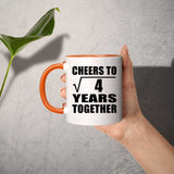 2nd Anniversary Cheers To Square Root of 4 Years Together - 11oz Accent Mug Orange