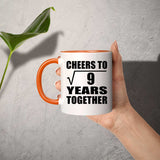 3rd Anniversary Cheers To Square Root of 9 Years Together - 11oz Accent Mug Orange