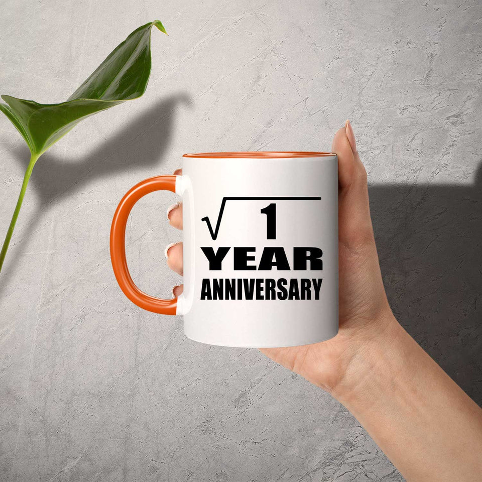 1st Anniversary Square Root of 1 Year Anniversary - 11oz Accent Mug Orange