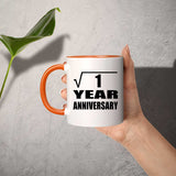 1st Anniversary Square Root of 1 Year Anniversary - 11oz Accent Mug Orange