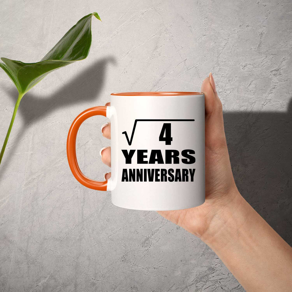2nd Anniversary Square Root of 4 Years Anniversary - 11oz Accent Mug Orange