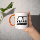 2nd Anniversary Square Root of 4 Years Anniversary - 11oz Accent Mug Orange