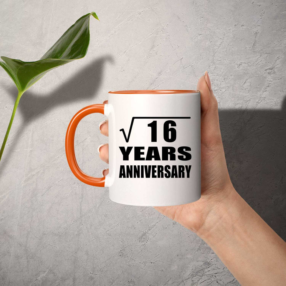 4th Anniversary Square Root of 16 Years Anniversary - 11oz Accent Mug Orange